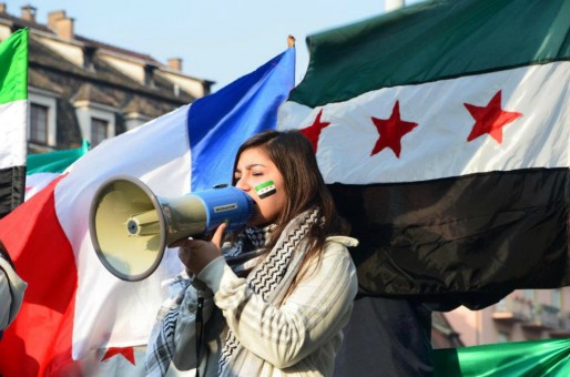 Semaine de soutien au peuple syrien et manifestation devant le Parlement européen (Photo : association Alsace-Syrie)