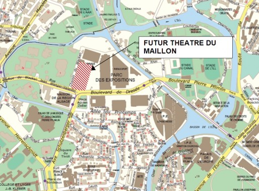 Les nouveaux locaux du théâtre du Maillon se situeront place Adrien Zeller. (Document remis)