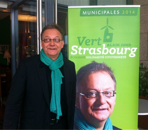Alain Jund a lancé sa campagne des municipales à l'Art Café, le 17 septembre 2013 (Photo MM / Rue89 Strasbourg)