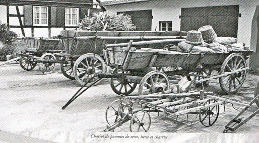 Différentes charrettes en exposition (Photo du site de l'association "Le Vieil Erstein")