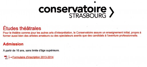 (Capture d'écran du site du conservatoire en août 2013)