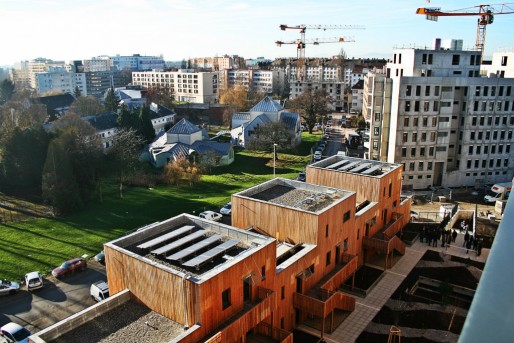 Les maisons sont labellisées Bepos, 100% de l'énergie utilisée est renouvelable (Photo MM / Rue89 Strasbourg)