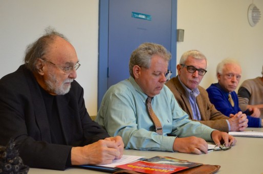 Les représentants des 5 associations à la conférence de presse du 20 février 2014 / Photo EJ