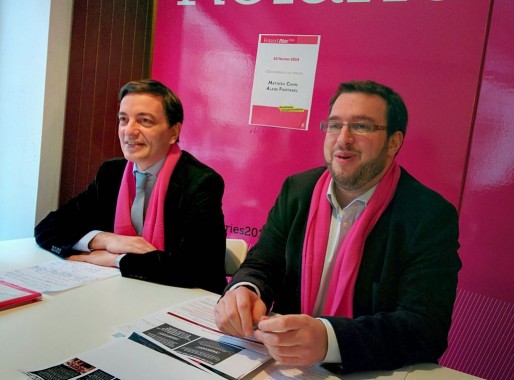Alain Fontanel et Mathieu Cahn, à la recherche d'une confrontation avec Fabienne Keller (Photo PF / Rue89 Strasbourg)