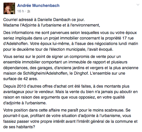 Capture Facebook profil d'Andrée Munchenbach (MM)