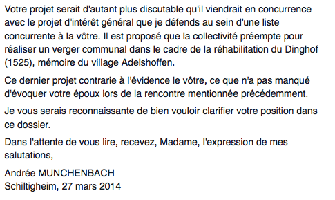 Capture Facebook du profil d'Andrée Munchenbach (MM)