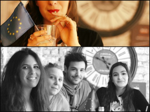 Cécilia 23 ans (à gauche) autour d'un verre avec ses amis strasbourgeois (Photos JR / Rue89 Strasbourg)