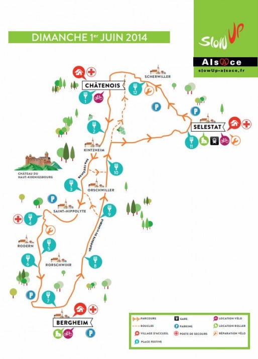 L'édition 2014 du Slow Up Alsace comprend deux étapes en plus et 12km de parcours suplémentaire (SlowUp Alsace)