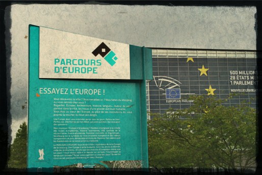 La signification du logo du parcours d'Europe reste un mystère. (Photo JFG / Rue89 Strasbourg / cc)