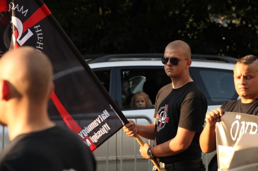 Un militant Jobbik lors d'une manifestation à Budapest, août 2014.
