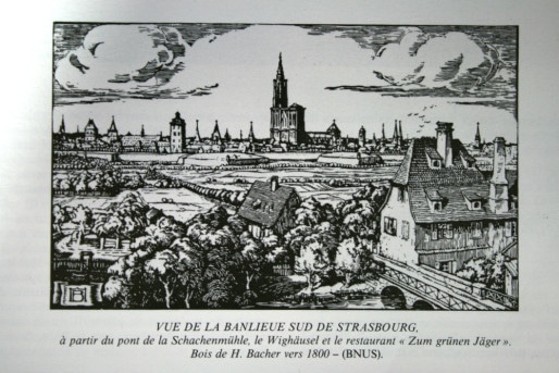 Route de l'Hôpital, ancien tronçon nord de la route de Colmar (Source Georges Schwenk, in "Aspects des faubourgs")