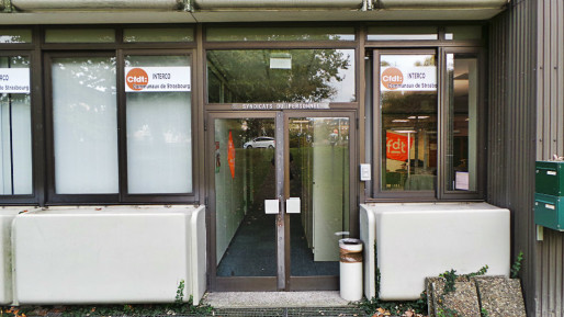 Les locaux de la CFDT, au rez-de-chaussée du bâtiment place de l'Etoile (photo JFG Rue89 / Strasbourg)