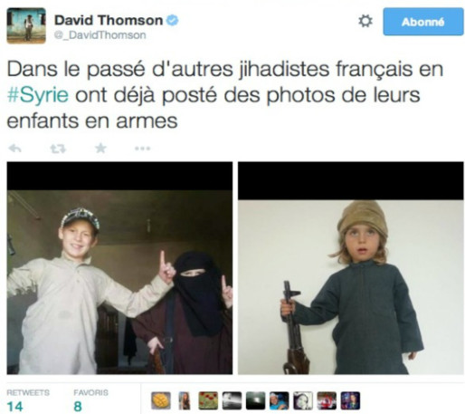 Au moment où la vidéo était diffusée sur Internet, le journaliste David Thomson publiait des photos montrant des enfants en Syrie (Photo extraites du compte Twitter de David Thomson)