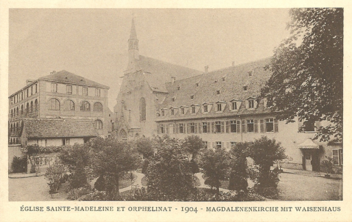 Eglise et couvent Sainte-Madeleine en 1904, avant l'incendie (Carte postale Delcampe)