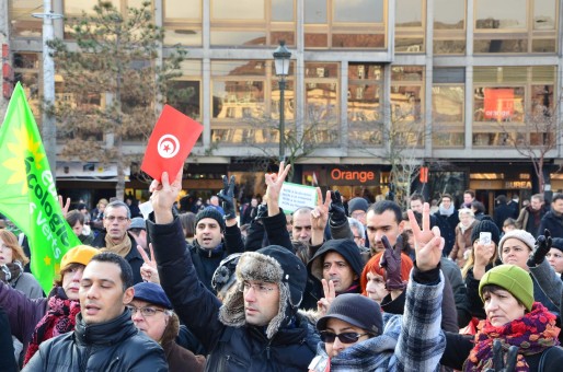 Rassemblement du 9 février 2013 à Strasbourg suite à l'assassinat de Chokri Belaid (photo Facebook)