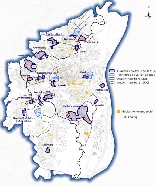 Les quartiers prioritaires de Strasbourg, anciens et nouveaux (Doc CUS)