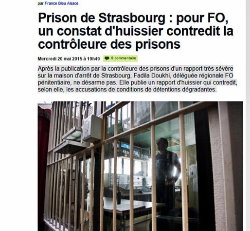 La direction de la prison de Strasbourg a demandé un constat d'huissier suite au contrôle (capture d'écran France Bleu Alsace)