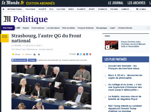 Beaucoup de tractations stratégiques du FN se déroulent à Strasbourg (capture d'écran)