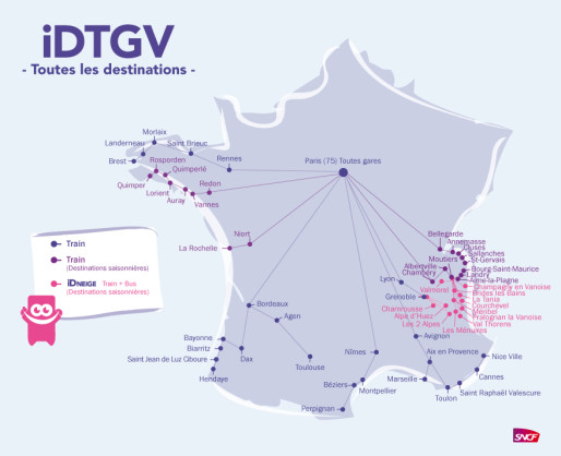 Les destination ID TGV (document SNCF)