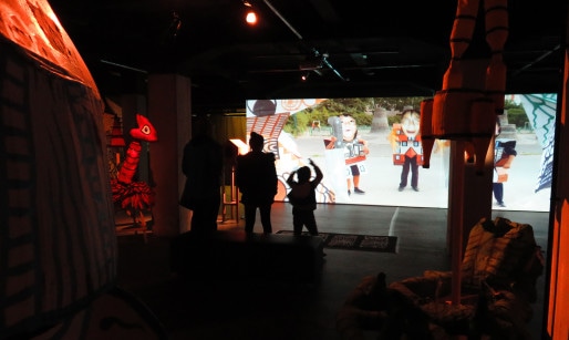projection des 5 scènes d'Alsaxy - Arkignol, vidéo interactive (photoCM/Rue89 Strasbourg)
