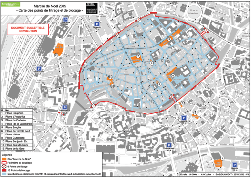 Des points de contrôles mis en place pour sécuriser l'accès au centre-ville (Doc Ville de Strasbourg)