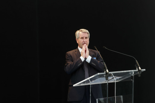 Philippe Richert, président de la Région Alsace, lors de l'inauguration du bras renaturé « le petit Rhin » en juin (Photo Pascal Bastien)