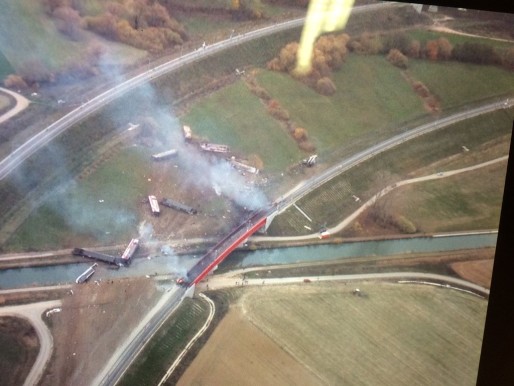 Une vue aérienne de l'accident (Photo F3 Alsace / Twitter)