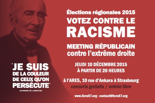 Tract du meeting de la Licra, jeudi 10 décembre à Strasbourg. (Doc remis)