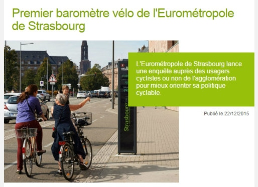 L'Eurométropole met en place un questionnaire sur les usages des vélos à Strasbourg. (Capture d'écran du site strasbourg.eu/Rue89/CC)
