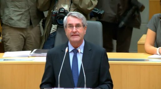 Philippe Richert lors de son discours inaugural (capture d'écran)