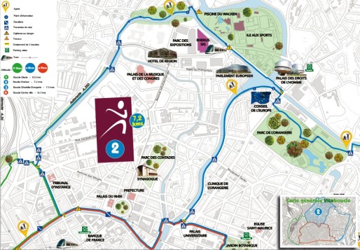 La boucle 2 de 7,2 kilomètres autour des institutions européennes. (document Ville de Strasbourg)