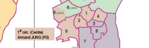 En rose, la première circonscription du Bas-Rhin.