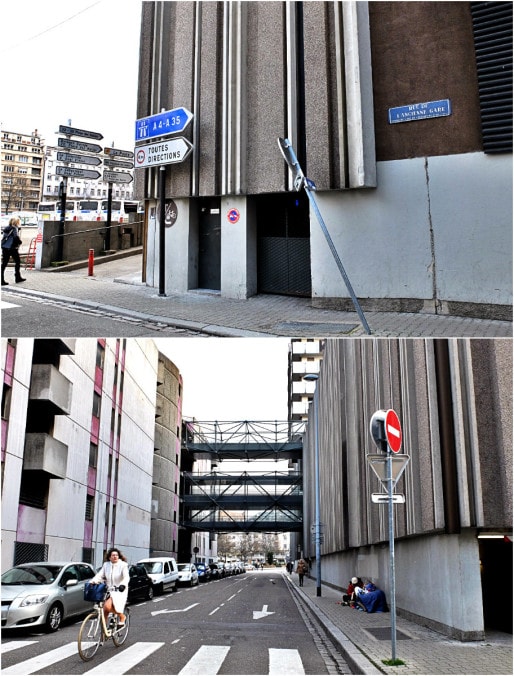 Rue de l'Ancienne-Gare, entre le centre commercial et le parking P3 (Photos MM / Rue89 Strasbourg)