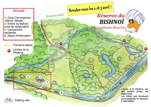 Le long du canal de la Bruche le festival du Bishnoï se déroule sur un espace naturel où va passer la GCO (document organisateurs)