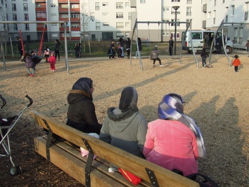 Maille Catherine, une aire de jeux pour enfants a été aménagée dans le cadre du Plan de rénovation urbaine de Hautepierre.