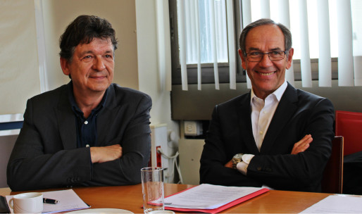Francis Meppiel, président d'Edifipierre (à gauche) et Jacques Avenel, directeur de Spiral (à droite)