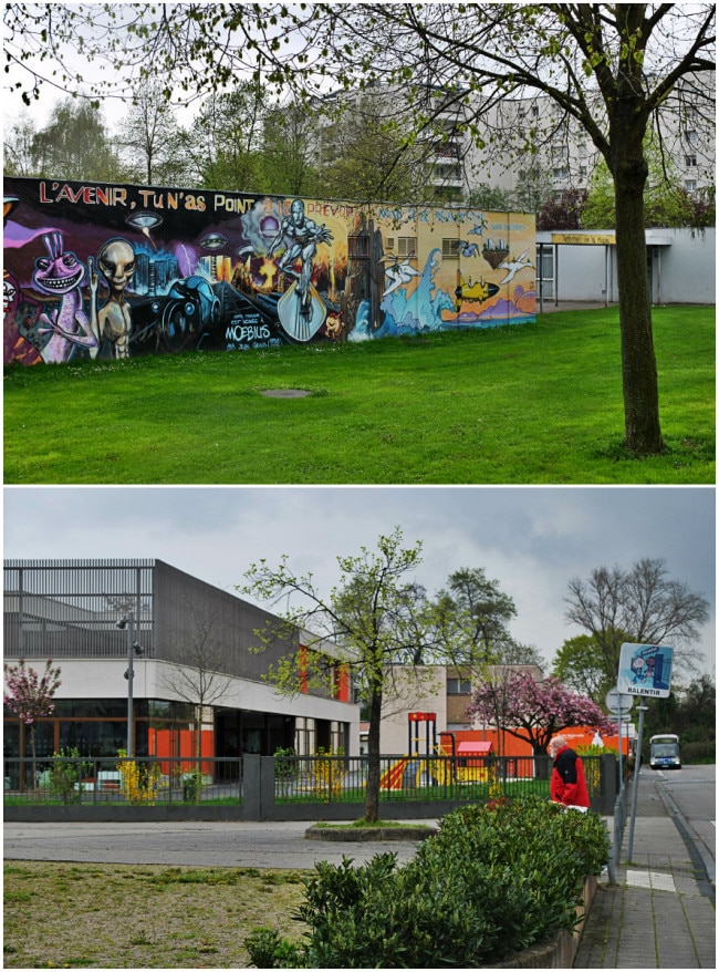 La cité et l'école Ampère ont été rénovés au début des années 2010 (Photos MM / Rue89 Strasbourg)
