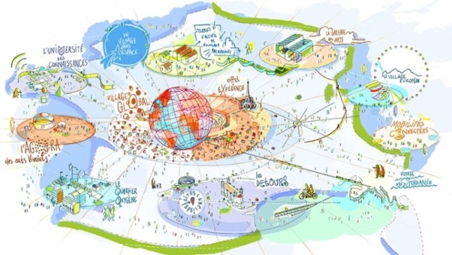 Présentation de l'aménagement du territoire dans le cadre de l'Exposition universelle 2025 (Crédit photo : Sensual City Studio)