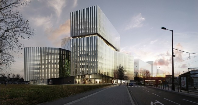 Adidas et le Crédit Mutuel s'installeront dans ce bâtiment (vue de la façade sud) construit par une filiale de Bouygues (doc remis / Linkcity)