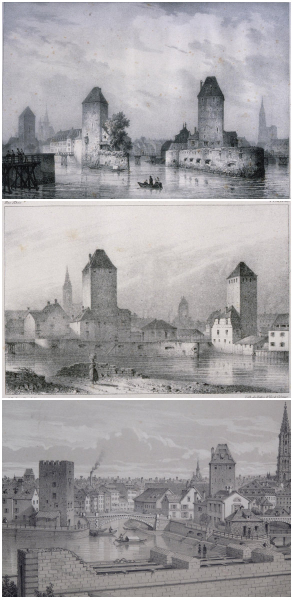Lithographies de 1828 et 1839 (BNU) et de 1869 (DRAC Alsace)