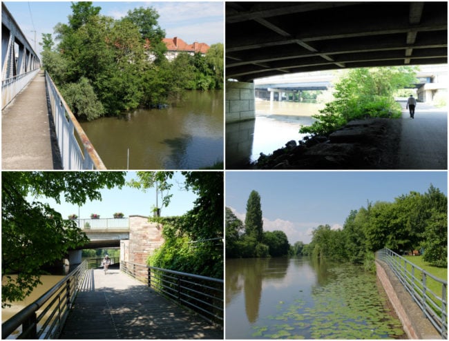 Le long de l'Ill, du Herrenwasser au passage de l'Illhof, passez sous de nombreux ponts (Photos MM / Rue89 Strasbourg)