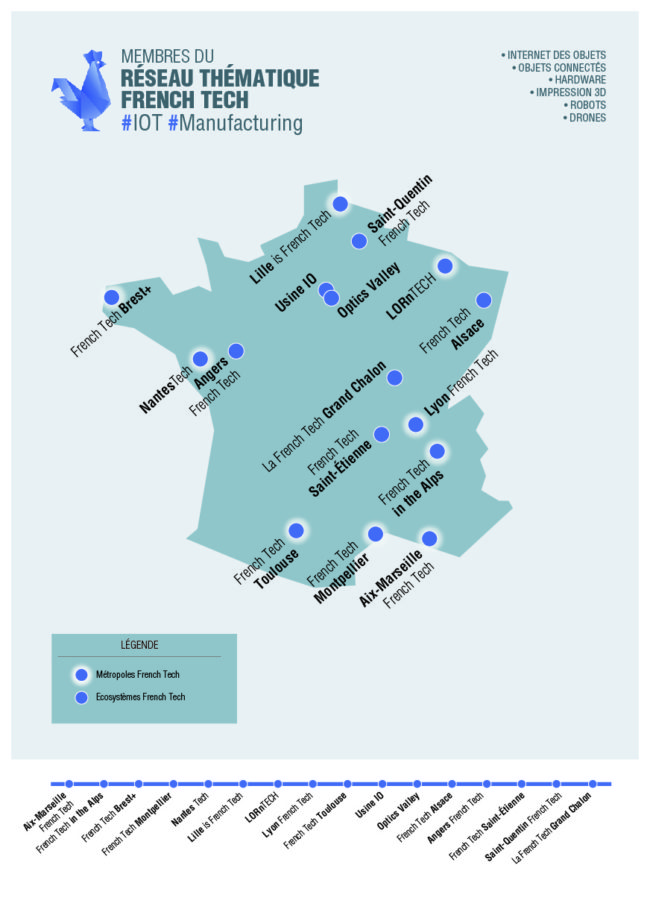 Les territoires du réseau thématique "Industries du futur" (document French Tech)
