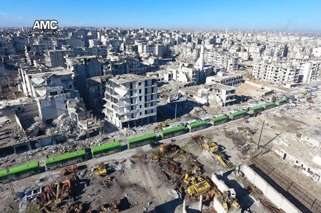 Vue aérienne de la ville d'Alep qui doit être évacuée. (photo Aleppo Media Center)
