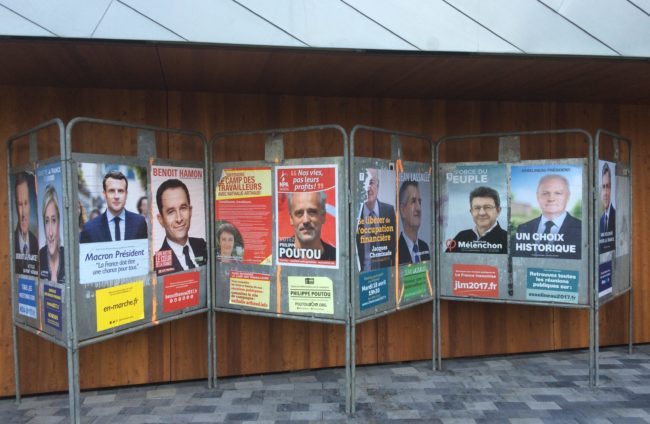 Affiches électorales pour le premier tour de l'élection présidentielle à Strasbourg (Photo JFG / Rue89 Strasbourg)