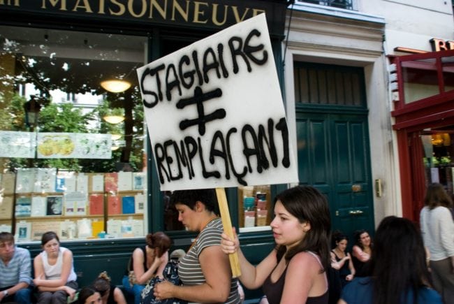 Manifestation contre la prolifération des stages... en 2008 (Photo Damien Roué / FlickR / cc)