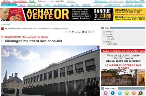 Le consulat d’Allemagne à Strasbourg échappe à la fermeture