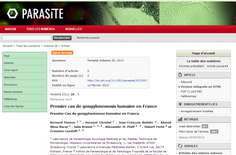 Premier cas d’invasion d’un ver dans la lèvre en Alsace