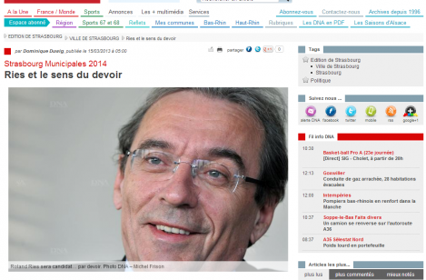 Roland Ries : « le devoir m’appelle » pour 2014