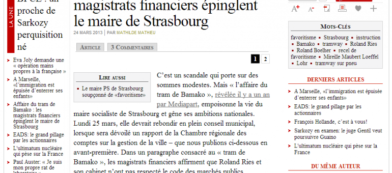Affaire du tram de Bamako : les magistrats financiers épinglent Roland Ries