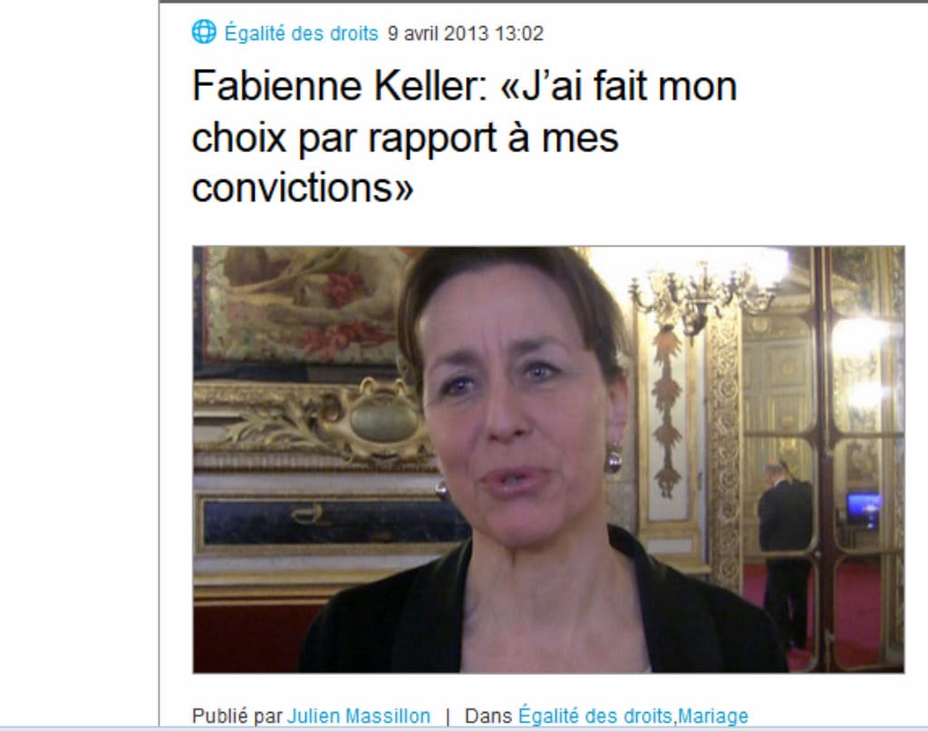 Fabienne Keller détaille son vote en faveur du mariage pour tous